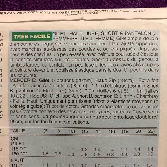 Butterick 4505 skirt vest pants pattern - Picture 6 of 7